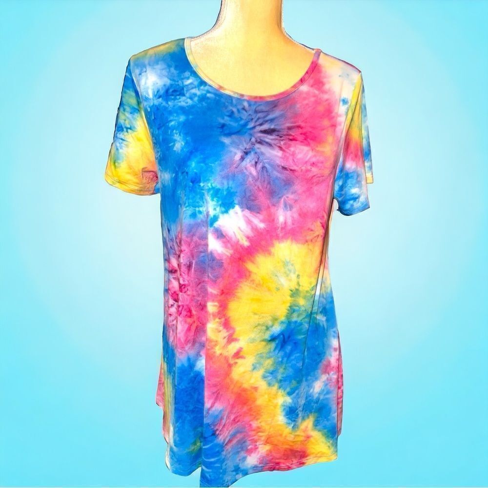 Sunday Morning awesome tie dyed flared hem tunic top. New